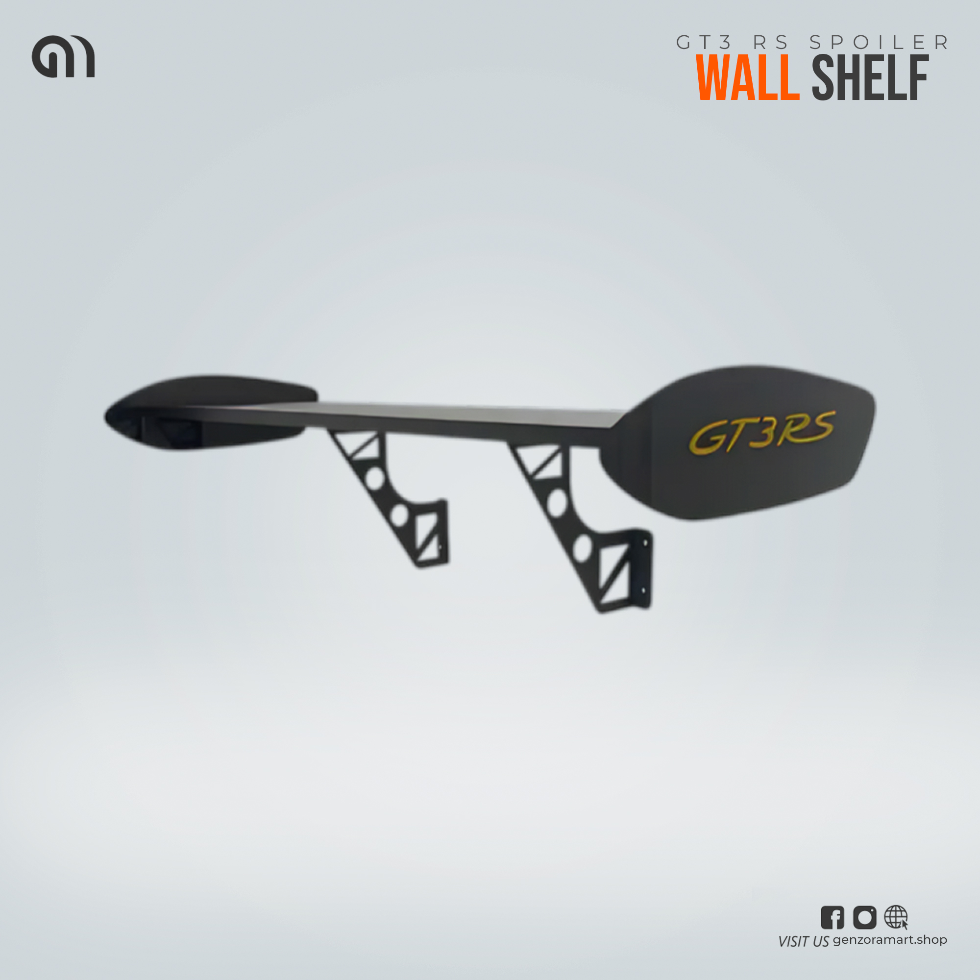 Porsche GT3 RS Spoiler Shelf – Wall Mounted Car Wing Shelf I Racing Car Design